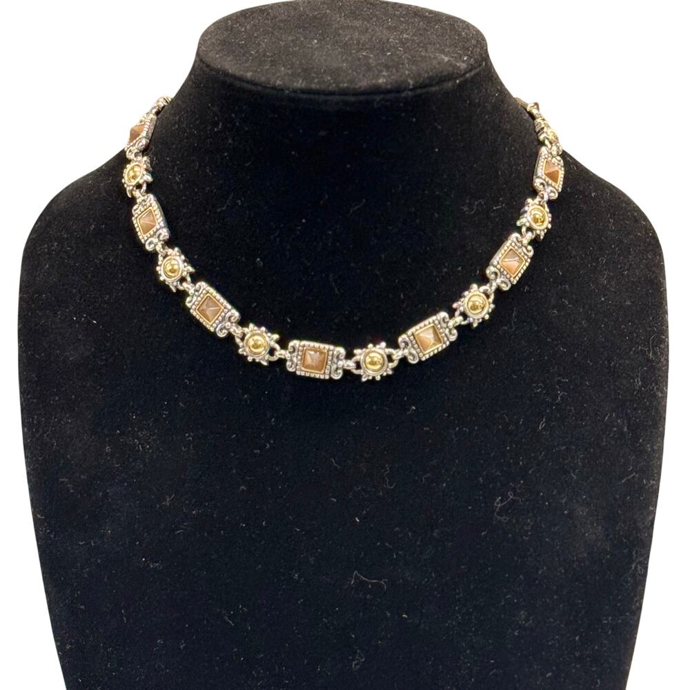 Premier Designs Blaine‎ Mixed Materials Antiqued Silver Gold Plated Glass Stones